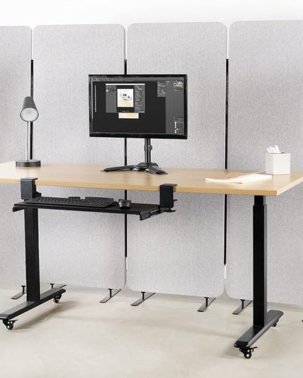 VIVO Freestanding 24 x 66 inch Privacy Panel, Cubicle Divider, Acoustic Wall Partition, Single 24 inch Panel with 2-Sided Zipper Attachment System, Gray, PP-1-T024G