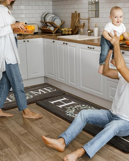 KIMODE Kitchen Mats,Anti Fatigue Kitchen Rugs Sets of 2, Non Slip Waterproof Kitchen Floor Mats, Ergonomic Cushioned Comfort Standing Mat for Home,Laundry, Office,Sink,Desk
