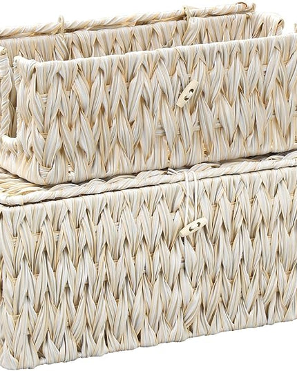 Cable Management Box,Boho Decorative Handwoven 2 Open Slots Cord Organizer Hider Box with Lid for TV Wires, Computer, Router, USB Hub and Under Desk Power Strip