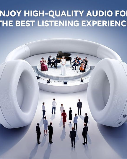 Hybrid Active Noise Cancelling Headphones, Over Ear Bluetooth 6.0 Wireless Headphones, 50H Playtime, Deep Bass, HiFi Stereo Sound（White）