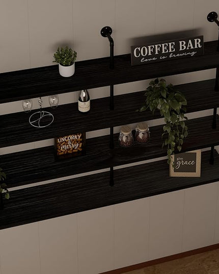 Floating Shelves for Wall Bookshelf Industrial Pipe Shelving Shelves 60 Inch Natural Wood Planks Rustic Wall Shelves Hanging Bookshelves Farmhouse Kitchen Shelving Black