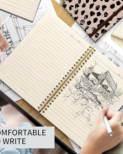 Spiral Journal Notebook, A5 Cute Notebooks for Women Men, College Ruled Hardcover Notebook for Work & Note Taking, 60 Pages Double-Wire Journals for Writing, Cute Polka Dots