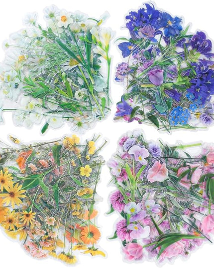 160 Pieces Natural Flower Stickers for Scrapbooking, Self-Adhesive Scrapbooking Stickers Supplies Journal for Adult Card Making Letters DIY