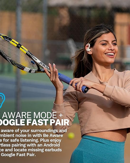 JLab Go Sport+ Wireless Workout Earbuds Featuring C3 Clear Calling, Secure Earhook Sport Design, 35+ Hour Bluetooth Playtime, and 3 EQ Sound Settings (Sand)