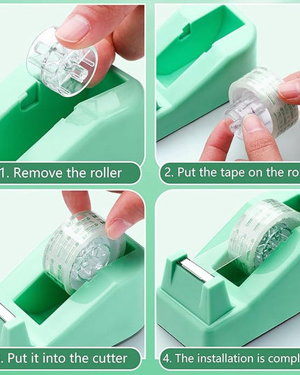 Green Office Supplies, Green Desk Accessories, Stapler, Staple Remover, Tape Holder, Pen Holder, Ballpoint Pen, Scissor, Binder Clips, 1000pcs Staples, Phone Holder, Ruler, Transparent Glue and Notes