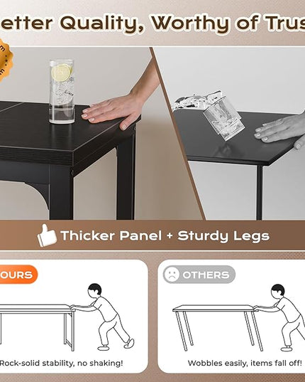 Huuger 63 x 24 inch Desk with Power Outlets & USB-C, Deeper & Thicker Desktop, Robust Metal Tubes, Computer Desk, Heavy Duty Office Desk, Work Gaming Desk, for Home Office, Black