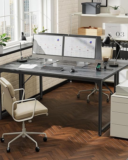 PRAISUN 63 X 24 Inch Office Computer Desk with Power Outlets and USB-C Port, Larger and Longer Gaming Desk, for Home Office, Study, Writing Work from Home Table, Metal Frame, Grey