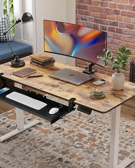 AX WABER Keyboard Tray Under Desk Pull Out with 3 Height Adjustable Extra Sturdy C Clamp Mount System, 32.8 (38 inch Including Clamps) x 12 Inch Slide-Out Platform Computer Drawer for Typing