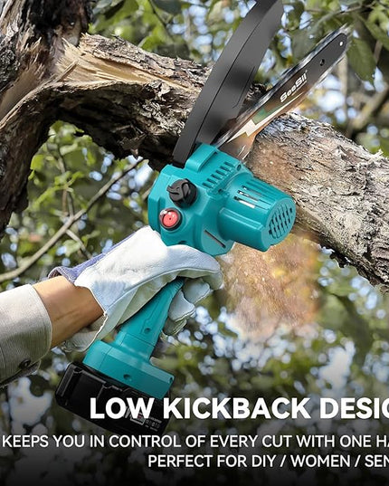 Seesii Mini Chainsaw 8-inch, Mini Chainsaw Cordless Tool Set, Battery Chainsaw with 2x 4.0Ah Batteries, Handheld Electric Power Chain Saw with Oiler, Safety Lock for Tree Trimming,Wood Cutting