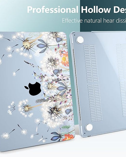 DONGKE for M4 MacBook Air 13.6 Inch Case 2025 2024 2023 2022 Model A3240 A3113 A2681 M3 M2 Chip, Plastic Hard Shell Case Cover with Touch ID for MacBook Air 13 Inch M4 - Dandelion