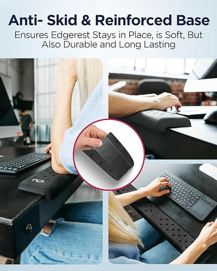 EdgeRest Mini PostureUp L-Shaped Desk Long Wrist Rest Elbow, Forearm & Wrist Comfort Support for Table or Desk Edge, Non-Slip, Memory Foam Padding, Ergonomic Design for Work, Universal Fit, Black