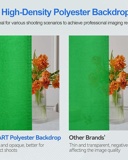 EMART 8.5X10 FT Green Screen Backdrop Kit, Photography Umbrella with 5500K Bulbs, 6X9 FT Green Backdrop with Spring Clamps, Professional Photography Lighting kit for Studio, Portrait, Video Shooting
