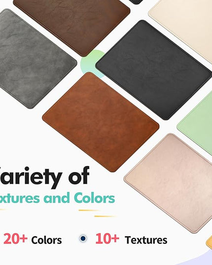 Leather Mouse Pad with Stitched Edge Micro-Fiber Base with Non-Slip Waterproof，Mouse Pad for Computers，Laptop, 8x11Inch (Milky White)