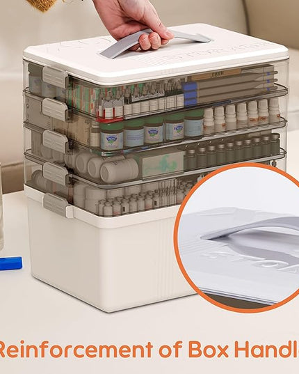 Citylife 5-Tier Medicine Organizer, Portable Medicine Cabinet First Aid Kit with Handle, Multi-Purpose Organizer for Family First Aid, Home, Travel