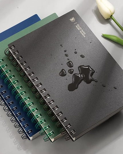 EMSHOI A5 Spiral Notebook College Ruled Lined Journal, Small 5.7" X 8.22", 300 Pages/150 Sheets, 100gsm Thick Paper, Waterproof Hardcover, for Office School Women Men Work Writing Notes, Coffee