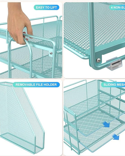 gianotter 4-Tier Paper Organizer With Magazine Holder, Desk Organizers and Accessories, Desk Accessories & Workspace Organizers, File Organizer for Office Supplies Storag (Blue, 4-Tier)