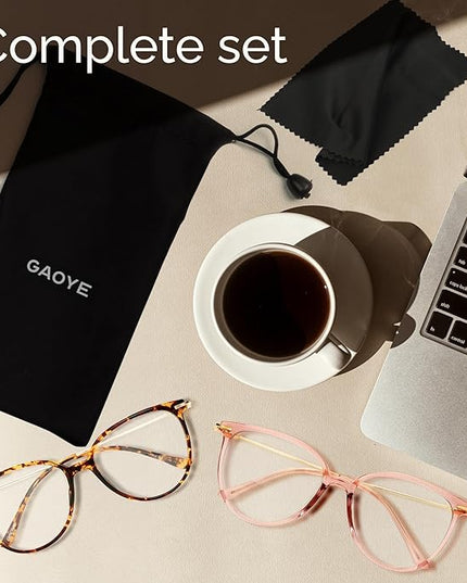 Gaoye Blue Light Blocking Glasses - Trending Round TR90 Frames, Metal Arms, UV400 Protection - Matching Soft Case