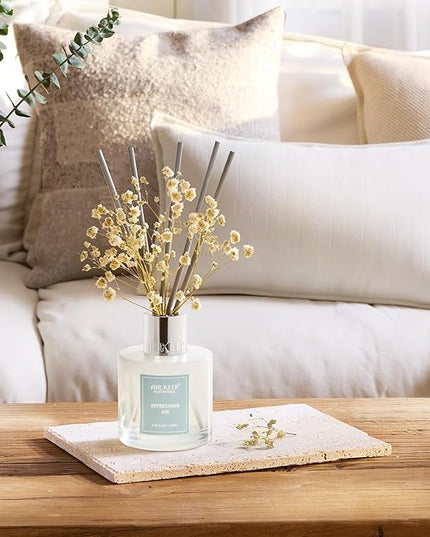 Airkeep Reed Diffuser Set,3.38 fl oz (100 ml) - Refreshing Air Oil Diffusers with 8 Reed Sticks, Home Fragrance Reed Diffuser for Bathroom Shelf Decor