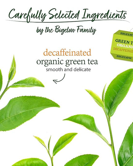 Bigelow Organic Decaffeinated Green Tea, 40 Count (Pack of 6), 240 Total Tea Bags