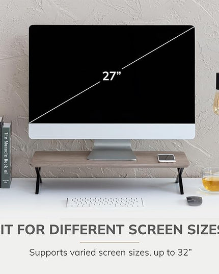 Anji Mountain Monitor Stand - Desktop Organizer & Laptop Riser, Ergonomic Monitor Riser, Space-Saving Monitor Stand for Desk, Durable Construction, Easy Assembly, Ideal for Home & Office,Biscotti