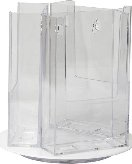 Clear-Ad - RLT-49 - 3 Acrylic Rotating Trifold Brochure Holders for 4" Literature Display - Pamphlet Holder and Magazine Organizer