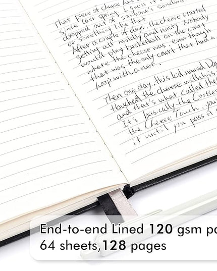 feela 18 Pack Journal Notebook for Work, Business Notebook Bulk Hardcover Lined Writing Journal with Pen Holder for Men Women Note Taking, with 18 Black Pens, 120 GSM, 5.1”x8.3”, A5, Black