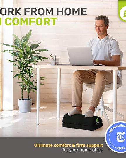 ErgoFoam Adjustable Foot Rest for Added Height - Mesh Orthopedic Teardrop Design - Large Premium Under Desk Foot Rest - Most Comfortable for Lumbar, Back, Knee Pain (Black)