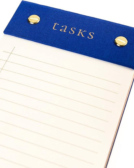 Graphique Post-Bound List Pad Luxe Collection, Perforated Sheets To-Do Notepad, Hardcover Binding, Gold Foil Embossing, 100 Pages, 4” x 9.75”, Colbalt Blue