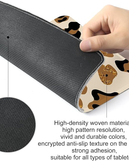 Cute Gold Leopard Print Square Mouse Pad,Non-Slip Rubber Base Mouse Pad,Home Office Decoration Desktop Accessory,Laptop Mouse Pad for Office Laptops,9.4x7.8x0.12i.