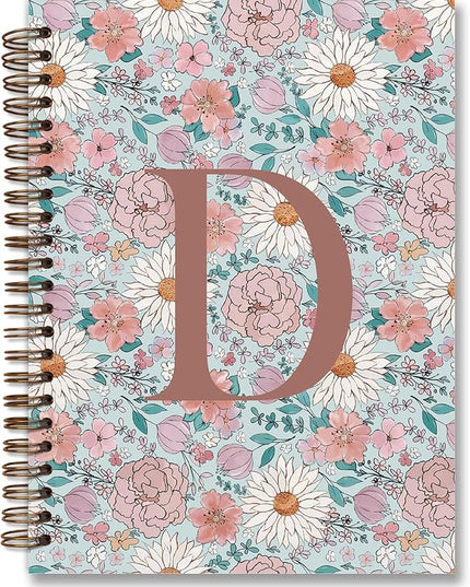 Vintage Floral Personalized Notebook, Initial Letter D Notebook Journal ,Vintage Flower Notebook for Work School Office Supplies,,Monogrammed Notebook for Women Teen Girl,Back to School Supplies 5.5 x 8.3