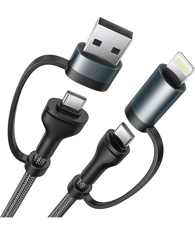 4 in 1 Charging Cable, USB C Lightning Adapter USB C to USB C 60W PD [Fast Charging & Data Sync] 4 in 1 Multi Charger for iPhone 16 15 14 13 12,MacBook Pro 2023 iPad mini 6/Pro,Samsung Galaxy S22 S21