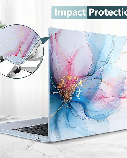 DONGKE for M4 MacBook Air 13.6 Inch Case 2025 2024 2023 2022 Model A3240 A3113 A2681 M3 M2 Chip, Plastic Hard Shell Case Cover with Touch ID for MacBook Air 13 Inch M4 - Soft Flowing Colors