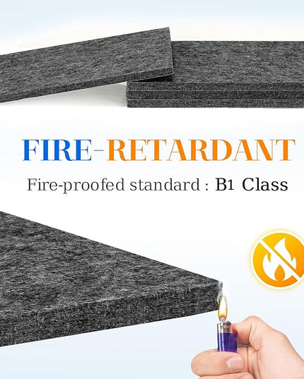 DOLLAR BOSS Felt Cork Board Tiles, 4 Packs 12" x 12" 1/2" Thick Cork Bulletin Board Self Adhesive Acoustic Panels Soundproof Corkboards for Walls with 40 Pushpins for Home Office Kitchen School, Grey