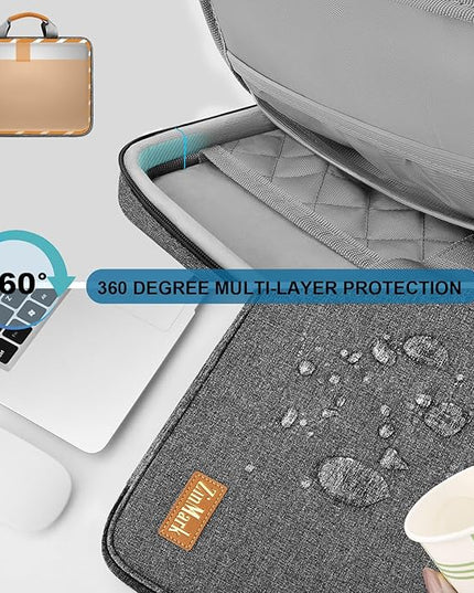 Laptop Case 15.6 Inch Briefcase Military-Grade Protection with Detachable Belt Bag, Compatible All Model of 15-16 Inch MacBook Pro and Most Popular 15.6 Inch Notebooks Chromebooks (Gray Black)