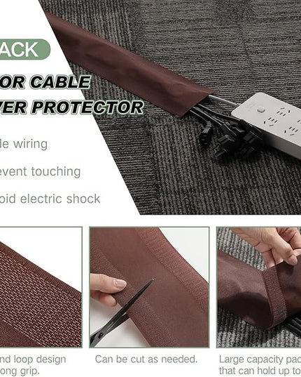 WILLBOND Carpet Cord Cover Cable Protector Floor Cover Cable Protector Management Only for Commercial Office Carpet(39.37 ft,Brown)