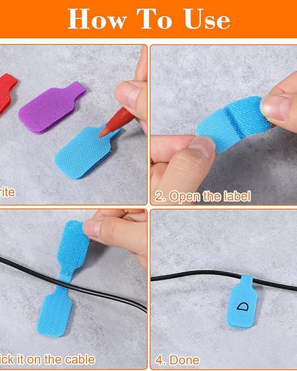 32PCS Cable Cord Labels Tags Large Size Multicolored Write on Wire Label for Electronics Organizing Wires and Identification, Reusable Multiple Uses Handwriting Cable Markers Tag(8 Colors)