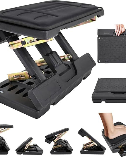 Adjustable Foot Rest Under Desk - Ergonomic Office Foot Stool with Massage, Leg Rest for Desk, Anti-Slip Design for Home & Work, Improves Posture (PB-Black)