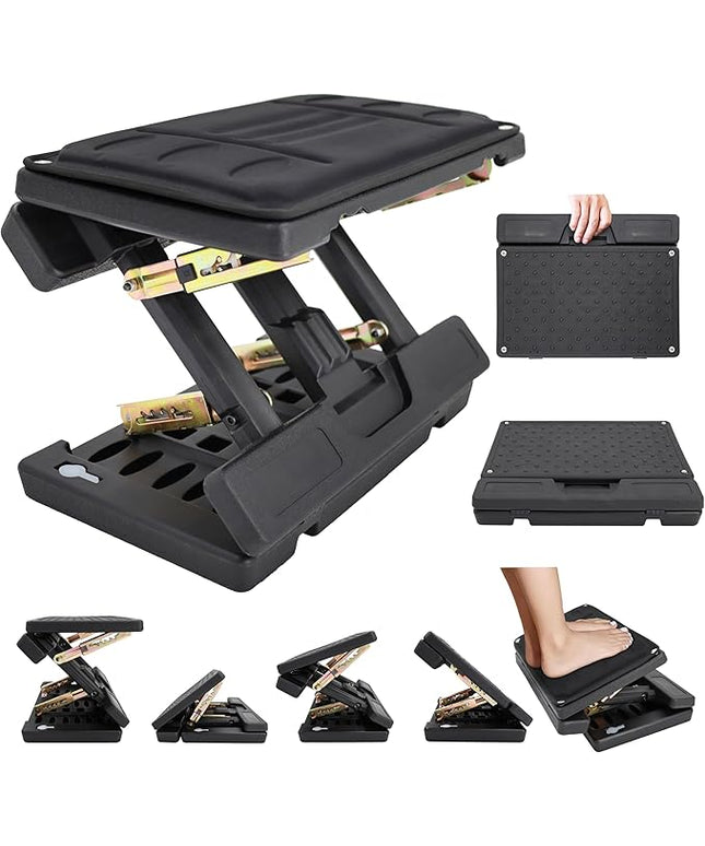 Adjustable Foot Rest Under Desk - Ergonomic Office Foot Stool with Massage, Leg Rest for Desk, Anti-Slip Design for Home & Work, Improves Posture (PB-Black)