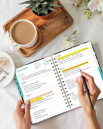 Ymumuda 2026 Planner, Daily Weekly and Monthly Planner，Jan 2026 - Dec 2026, 8.4" x 6.3", 2026 Calendar Planner Book with Tabs, Spiral Notebook with Inner Pocket for Office Home School Supplies