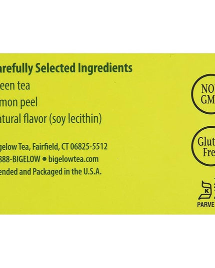 Bigelow Green Tea with Lemon Tea Bags 28-Count Box (Pack of 1) Green Tea Bags with Lemon Peel and Natural Flavors Rich in Antioxidants