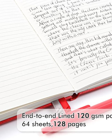 feela 12 Pack Notebooks Journals Bulk with 12 Black Pens, A5 Hardcover Notebook Classic Ruled Journal Set with Pen Holder for School Business Work Travel Writing, 120 GSM, 5.1”x8.3”, Red