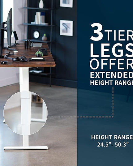 VIVO Electric 83 x 30 in Dual Motor Sit Stand Desk, Memory Height Adjustment, 2B Series, Rustic Vintage Brown Top White Frame, DESK-KIT-2W8N