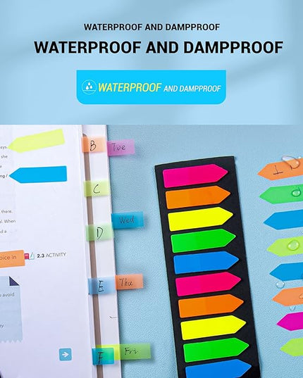 Golcellia Fluorescent Translucent Sticky Note Flags, 2400 Pcs Total, Pack of 10 Color Tabs, Arrow Sticky Notes, Page Flag Markers, Arrow Index Tabs