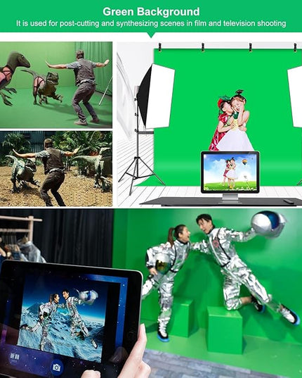 PULUZ Green Screen Backdrop Kit with Stand, 6.5X6.5ft Portable Green Screen Stand kit, GreenScreen Background with Stand Carrying Bag Clamp for Photoshoot, Photography Video, Live Streaming