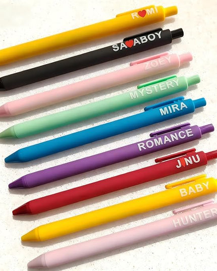 playneeu Kpop Merch Pen Set – 9 Colorful Gel Pens Inspired by Virtual Idol Characters, Black Ink Writing Pens for Fans, Cute Stationery Gift for Students & Music Lovers