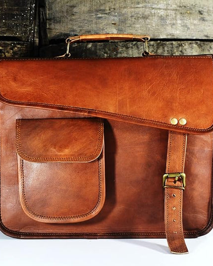 URBAN DEZIRE Men's Genuine Leather Small Briefcase Messenger Satchel I pad Tablet Bag 13 inch