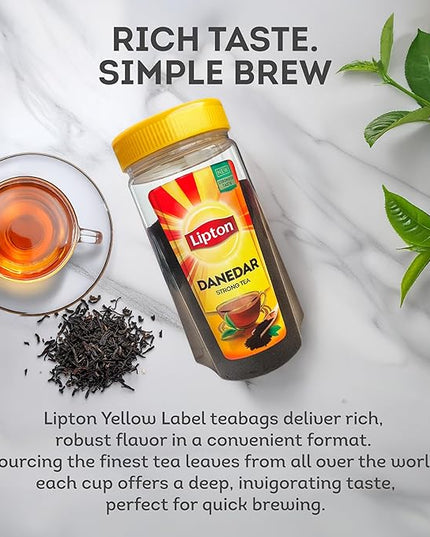 Lipton Yellow Label International Blend | Strong Black Tea | Danedar | Loose Tea with Bigger Granules | Bold & Rich Flavor For Tea Lovers | 475g