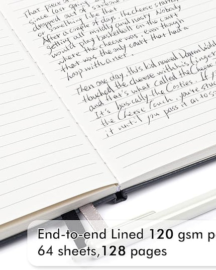 feela 18 Pack Journal Notebook for Work, Business Notebook Bulk Hardcover Lined Writing Journal with Pen Holder for Men Women Note Taking, with 18 Black Pens, 120 GSM, 5.1”x8.3”, A5, Gray