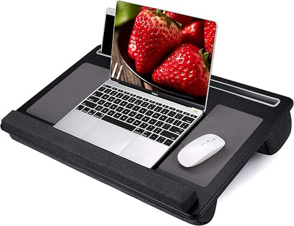 Extra Large Lap Laptop Desk- Home Office Portable LapDesk with Mouse Pad & Wrist Rest for Notebook/MacBook/Tablet, Sofa Bed Working, Writing, Drawing (Carbon Black, Fit Up to 17-inch Laptops)