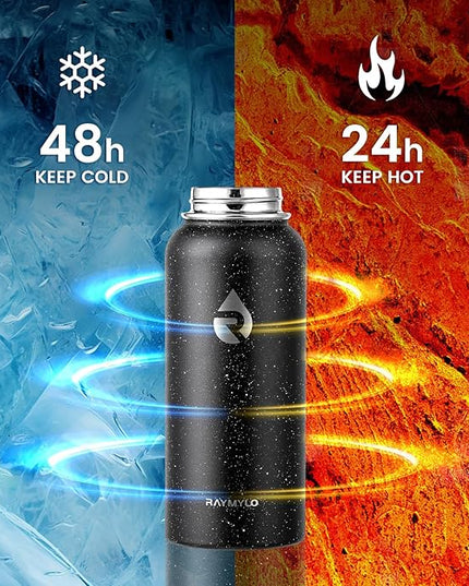 32oz Insulated Water Bottle, Triple Wall Vacuum Stainless Steel Water Bottles - Keeps Cold 48H, Reusable Metal water flask Jug for Gym, Sports, Camping, Hiking,Travel, Starry Sky-Black